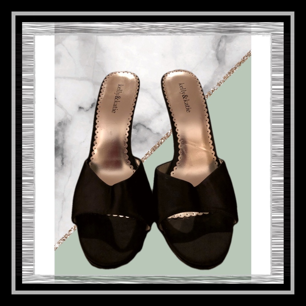 2 for $15 - Kelly & Katie black satiny 3” heel. Size 10. Excellent condition